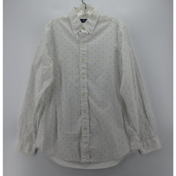 Ralph Lauren Shirt Medium Button Down Micro Geometric Preppy Woven - Picture 1 of 11